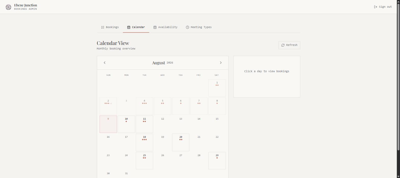 Monthly calendar overview of meeting room bookings in the admin area