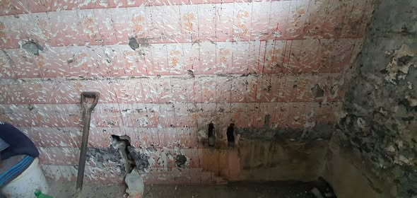 Wall chasing in masonry for concealed electrical and plumbing services