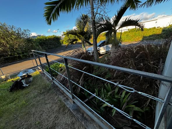 Steel wire infill added to a metal balustrade in Mauritius