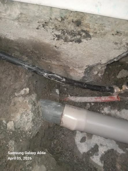 Buried water pipe exposed during leak detection works in Mauritius