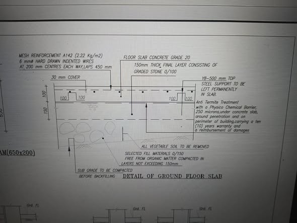 Technical drawing used to plan a ground floor office construction in Mauritius